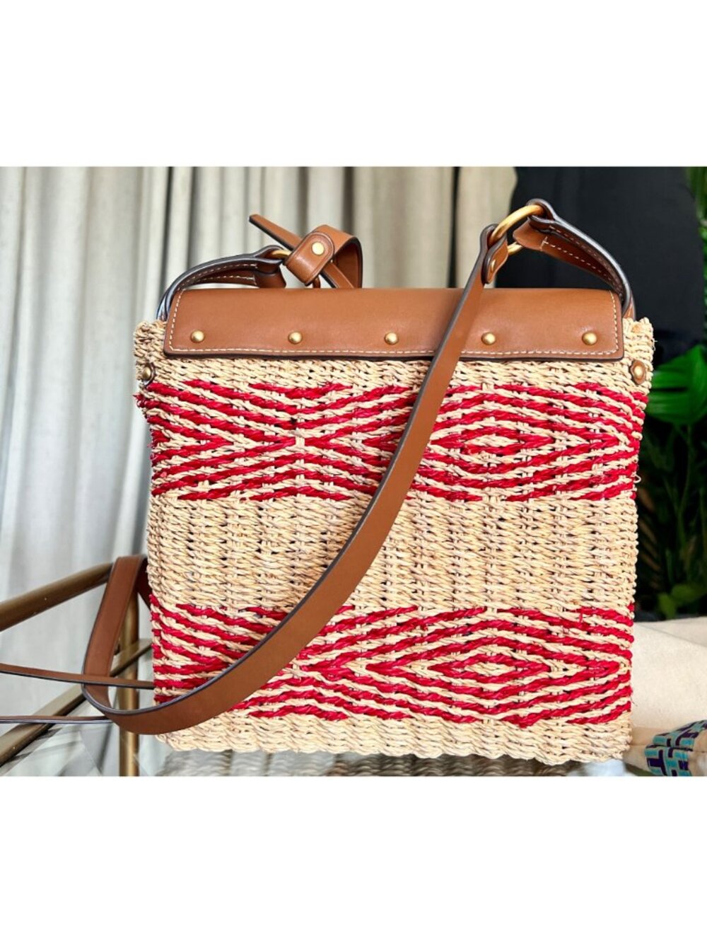 AUTHENTIC TORY BURCH RED STRIPED MILLER SHOULDER BAG/CROSSBODY - Picture 5 of 13